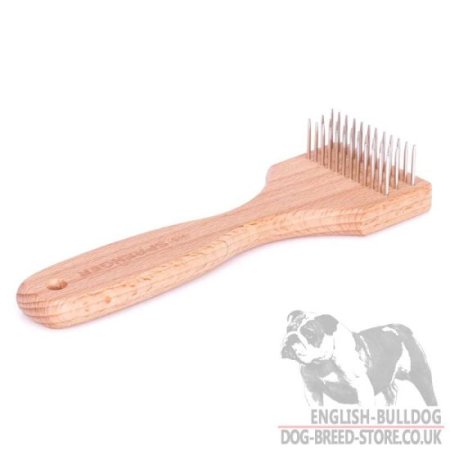 Best Brush for Bulldog Hair, 3 Rows of Metal Teeth and Wooden Handle