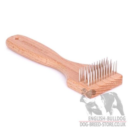 Best Brush for Bulldog Hair, 3 Rows of Metal Teeth and Wooden Handle