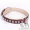 English Bulldog Dog Collar of Brown Leather "Cube"