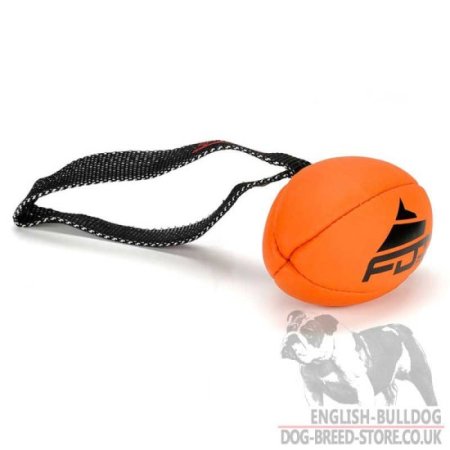 Stuffed Bulldog Dog Toy Rugby Ball with Handle
