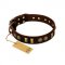 English Bulldog Leather Collar by FDT Artisan "Golden Elegance"