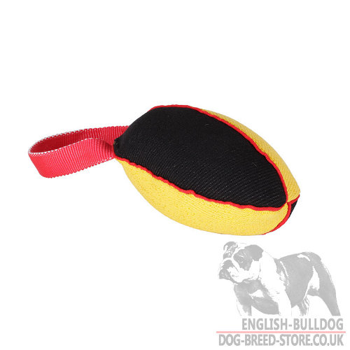 Dog Bite Tug French Linen Medium Rugby Ball for Bulldog Training